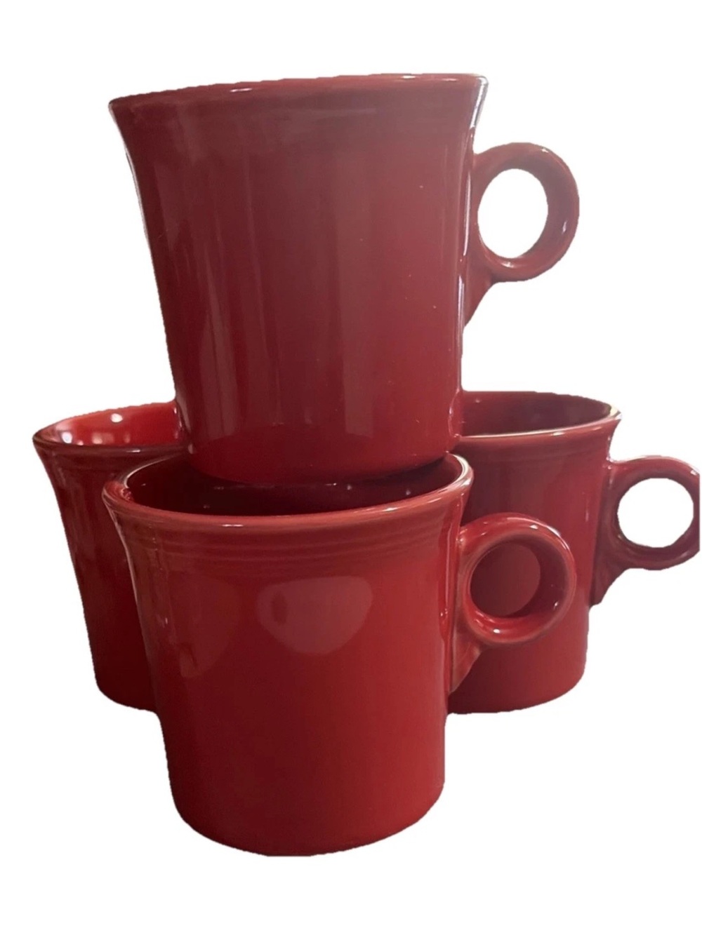 Fiestaware Red Stackable Ceramic Mugs - Set of 4